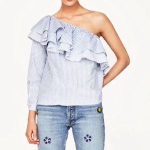 Zara One Shoulder Ruffle Top - sz M